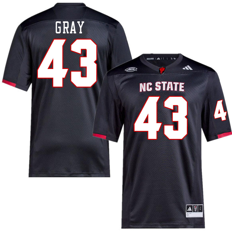 Men #43 Dylan Gray NC State Wolfpack College Football Jerseys Stitched-Black